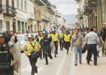 Riot police in Ecuador