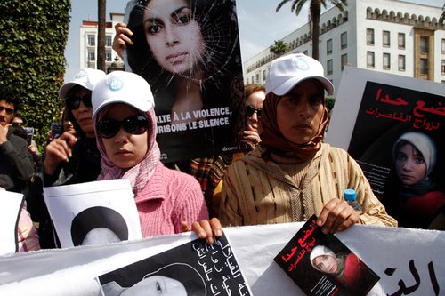 Activists protest against the suicide of Amina al-Filali in Morocco