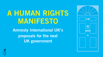 An image with the door to Number 10 Downing Street with words that say Human Rights Manifesto