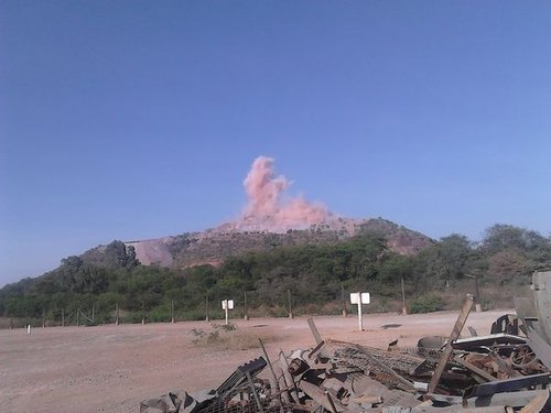 Blasting operations at the S&K mine, December 2013