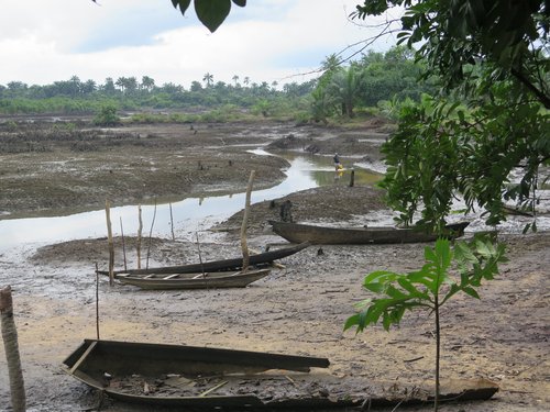 Boats on a shore in Niger delta