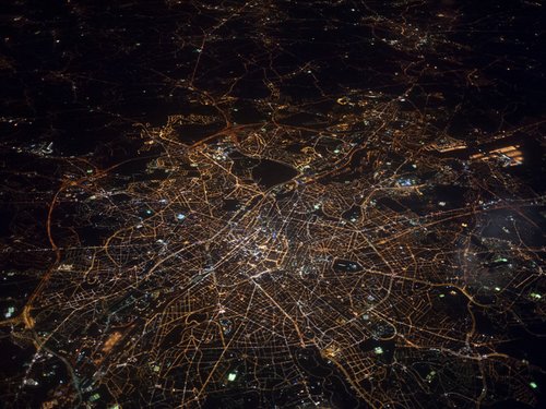 Aerial view of London at night