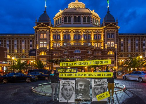 Activists protest against Saudi Arabian crackdown on human rights defenders