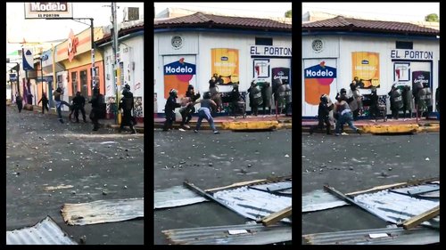 Police beating people in Masaya