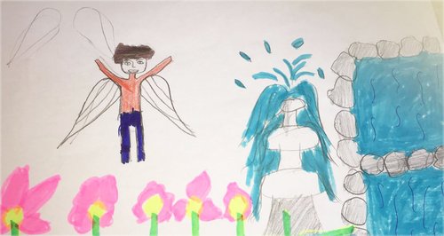 Ahmed H's daughters drew a picture of him with wings so he could fly home to them.