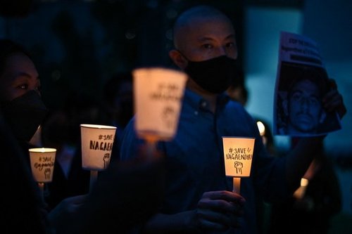Activists attend a candlelight vigil for Nagaenthran K. Dharmalingam