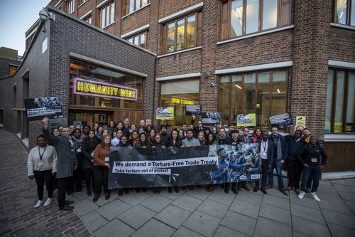 Activists outside the HRAC