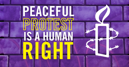 Graphic reading: Peaceful protest is a human right