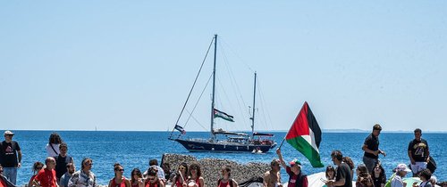 Palestinian activists on aid boat