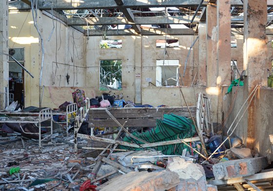 destruction of hospital in Myanmar