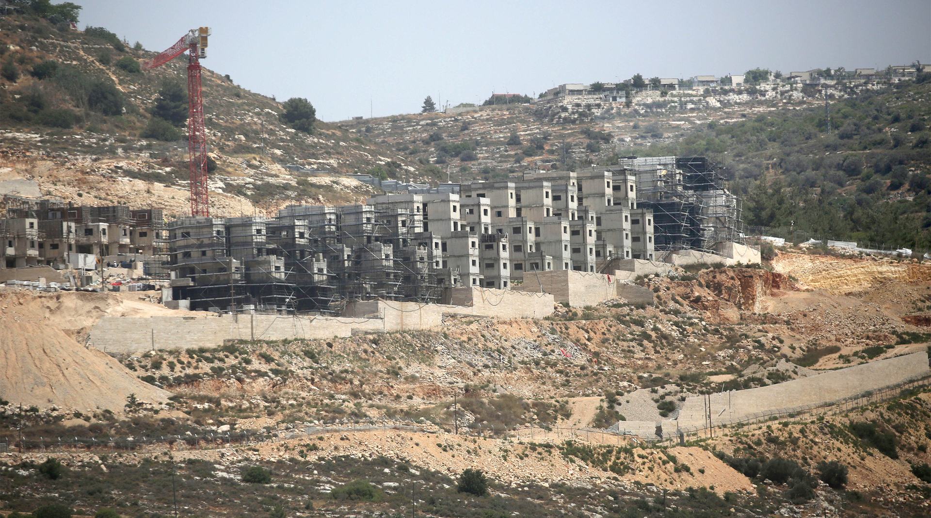 General view of new buildings in the Jewish settlement of Aliya, south of Nablus in the West Bank. In May 2025, the Israeli government approved a sweeping expansion of Jewish settlements and resumed a land settlement plan in the occupied West Bank.