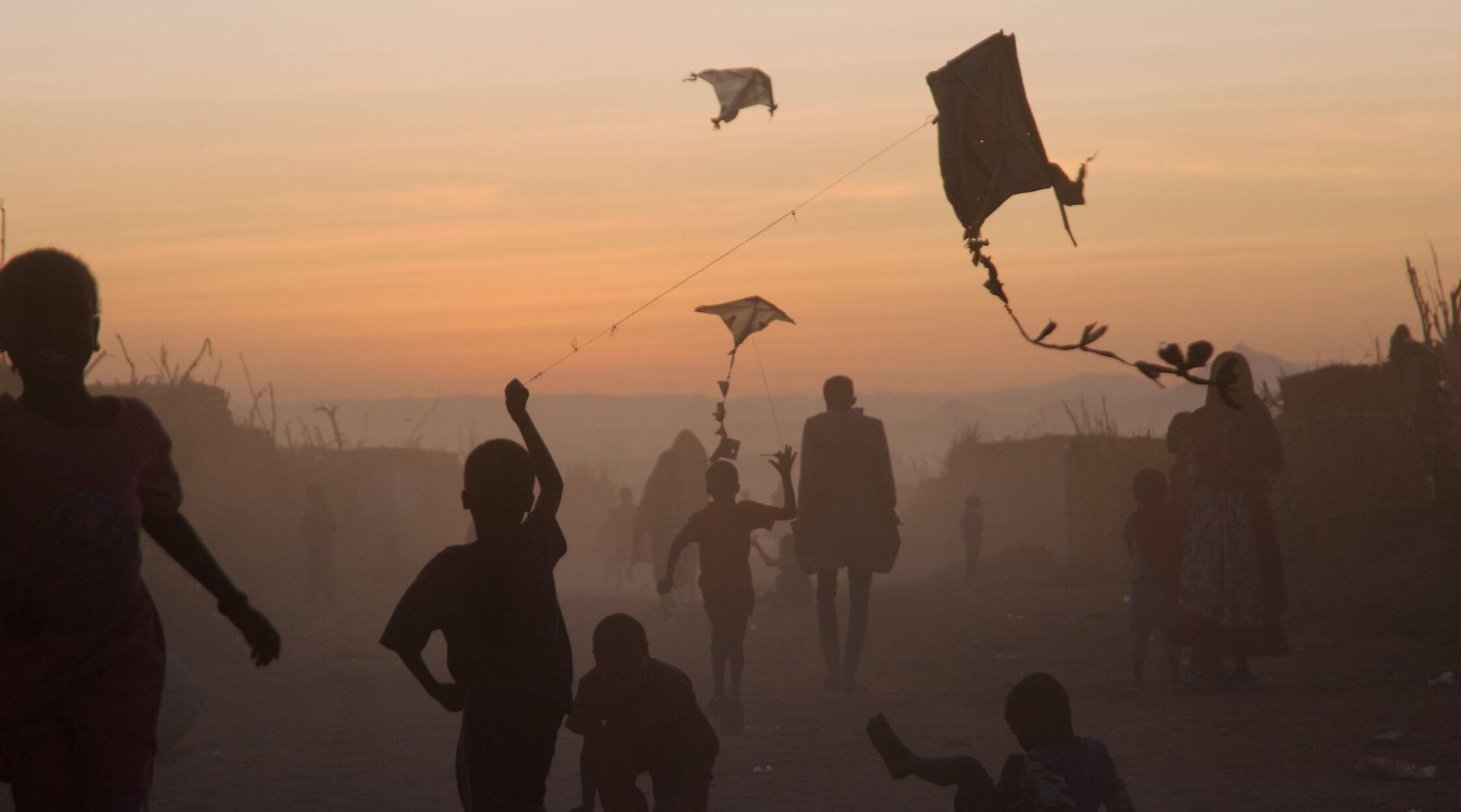 Children playing in Shakshako displacement camp in Tawila, Sudan, in January 2026. Tawila is reportedly hosting 800,000 displaced people, mostly from El Fasher.