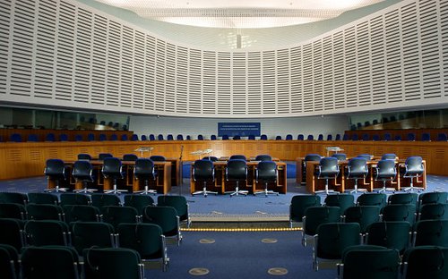 Court room of the European Court of Human Rights in Strasbourg, France