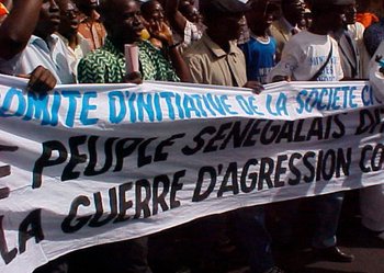 Civil society leaders at an anti war demonstration in Dakar.