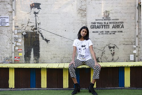 Model wearing t-shirt designed by Bambi
