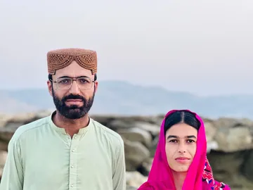 Dad Shah with his sister, Baloch activist Fozia Baloch