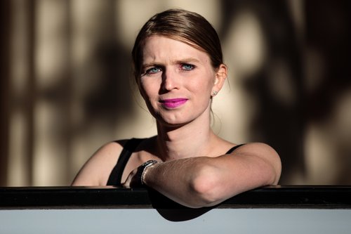 Former American soldier and whistleblower Chelsea Manning posing for photo