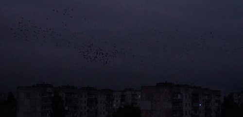 Residential buildings plunged into darkness after a Russian strike during one of the earlier assaults on civilian infrastructure on 2 October 2025
