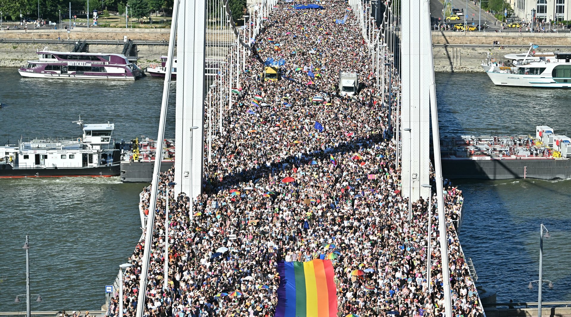 Image shows pride march in Hungary