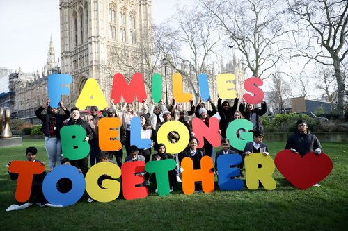Children, refugees, activists and MPs held a demo at Westminster before delivering petition to the Home Office