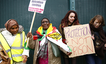 Demonstration calling for the closure of Yarl's Wood Immigration Removal Centre in Essex, 18 November 2017