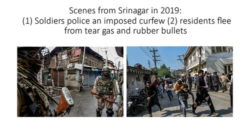 Images of police cerfew and residents fleeing tear gas in Srinagar in 2019