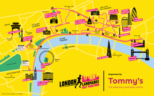 London Landmarks Half Marathon Map