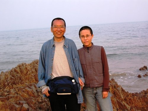 Liu Xia (right), pictured with her husband Liu Xiaobo.
