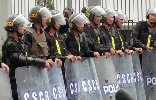 Riot police in Vietnam pictured in 2014