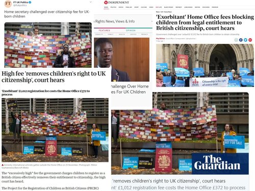 A selection of press clippings from The Project for Registration of Children as British Citizens