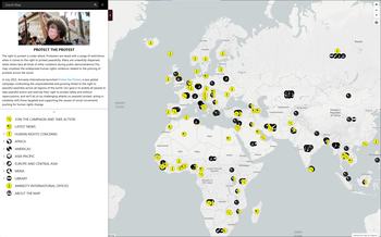 Interactive map of protest information about countries around the world