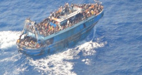 Overcrowded trawler, the Adriana, off the coast of Pylos, Greece on 14 June 2023