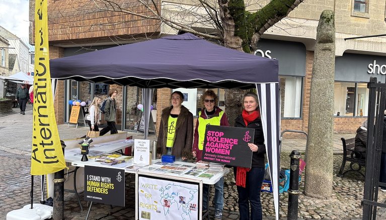 Truro & District (Caption Write for Rights stall with local MP Jayne Kirkham)
