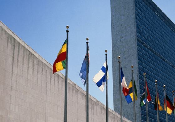 UN image outside with flags