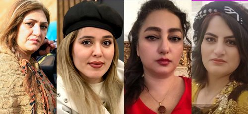 From left to right: Baran Saedi, Soma Mohammadrezaei, Leila Pashaei, Sohaila Motaei. The four Kurdish women’s rights activists were arrested after they participated in IWD events