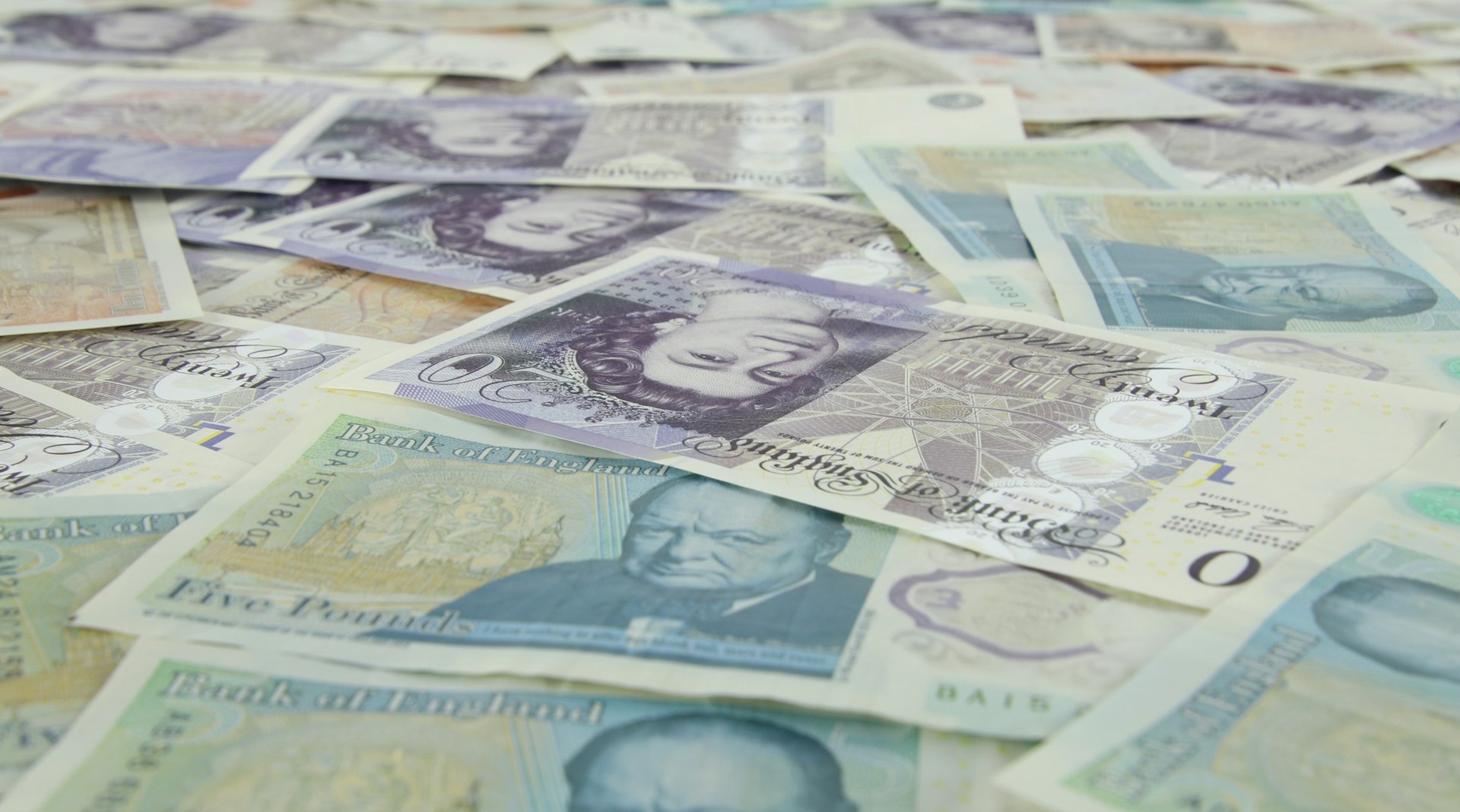 A spread of UK notes