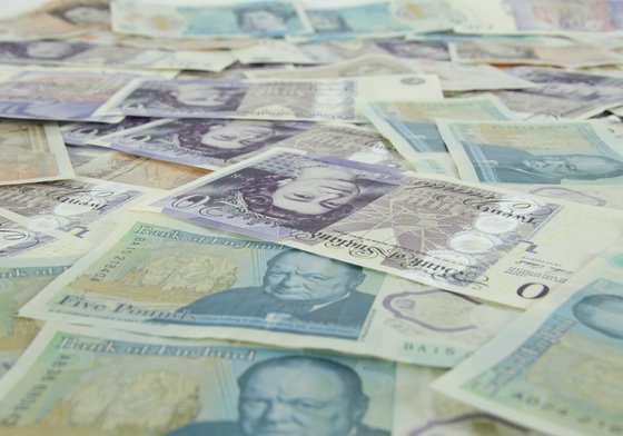 A spread of UK notes