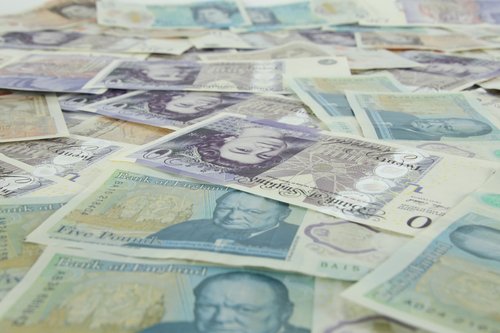 A spread of UK notes