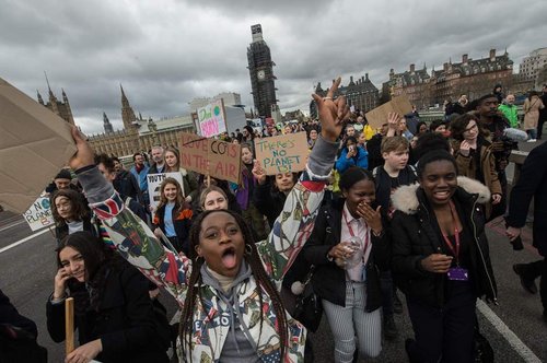 Image shows climate strikers in London