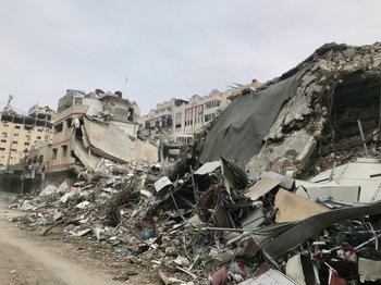 Bombed out buildings in the Gaza strip