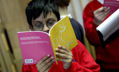 Child reading a book