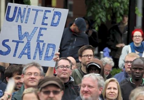 Marchers at the Unite Against Racism march