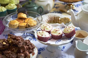 A selection of cakes and tea served by AmnesTea host, Amanda Stockley