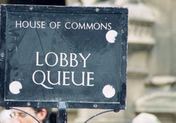 House of Commons lobby queue sign