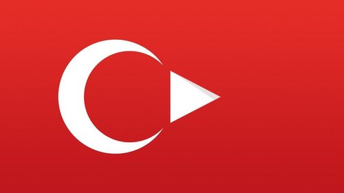 Turkey's flag with a Youtube 'play' button