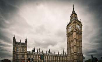 Westminster with grey clouds