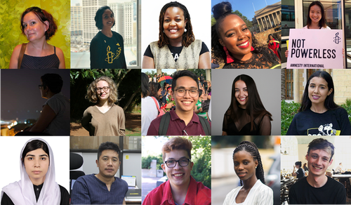Image shows a collage of Amnesty youth activists